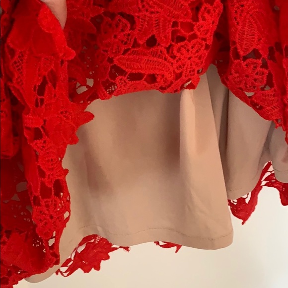 Francesca’s off the shoulder red lace dress - Picture 5 of 9